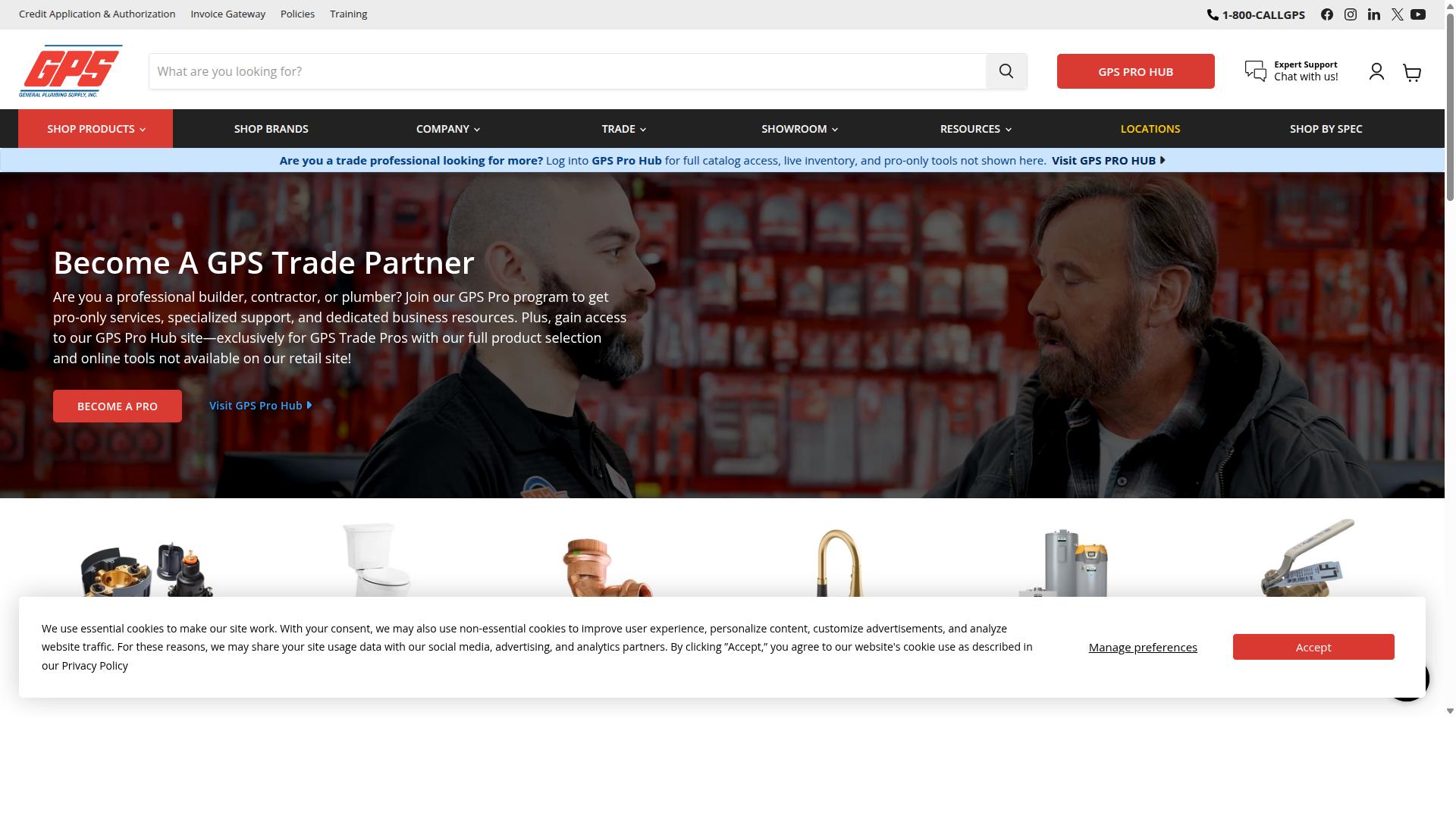 General Plumbing Supply website